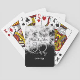 Silbergrau schwarz 30. Hochzeitstag Glitzer Spielkarten