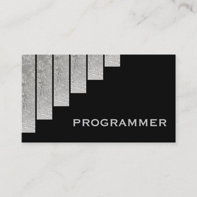 Silbergrau, schwarz, vertikale Streifen Programmie Visitenkarte (Vorderseite)