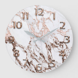 Silbergraue arabische Zahlen Weißer Kupfer Rose Gl Große Wanduhr