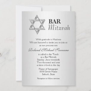 Silbergraue Bar mitzvah-Feierlichkeiten Einladung