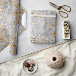Silbergraue Blätter Geschenkpapier