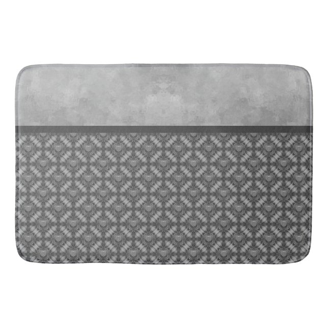 Silbergraue Blume mit Edelmetall-Muster Badematte (Vorderseite)