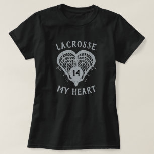 Silbergraue Lacrosse Mein Herz T - Shirt