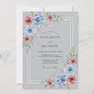 Silbergraue leuchtende Winterhochzeit Einladung