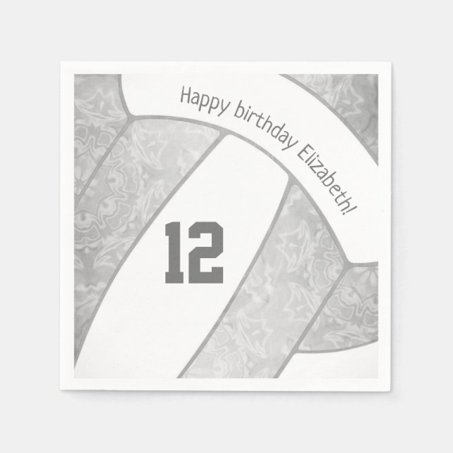 silbergraue Mädchenvolleyballsportarten Serviette (Vorderseite)