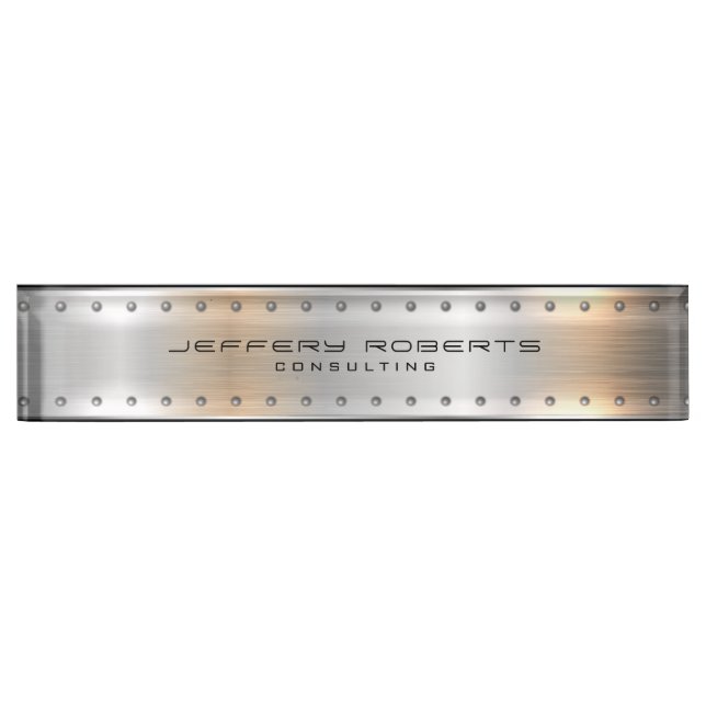 Silbergraue metallisch gebürstete Aluminiumstruktu Namensplakette (Vorderseite)