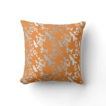 Silbergraue Metallische Blütenvögel Orange