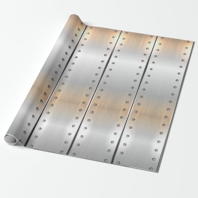 Silbergraue metallische Streifen Geschenkpapier (Ungerollt)