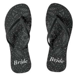 Silbergraue Punkte Schwarzes Kaleidoskop Braut Flip Flops