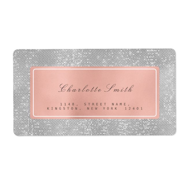 Silbergraue Rosa Rose Gold Rücksendeadressen-Aufkl (Vorne)