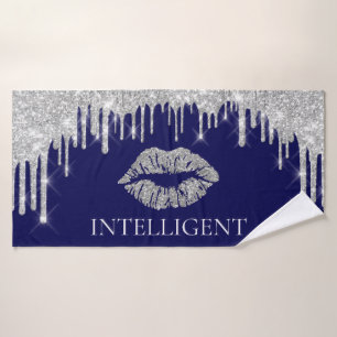 Silbergraue Tropfen Kiss Lips Name INTELLIGENT Badehandtuch