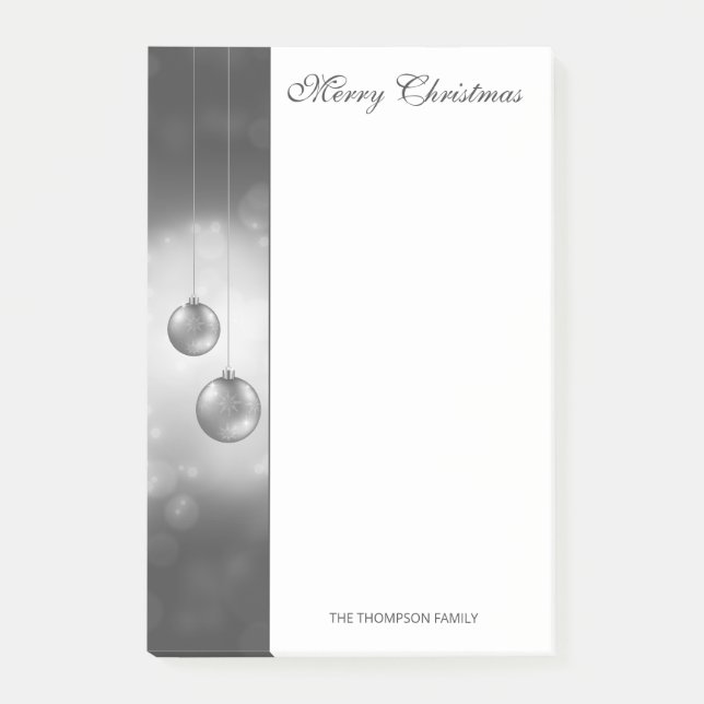 Silbergraue Weihnachtsbaumchen mit individuellem T Post-it Klebezettel (Vorderseite)