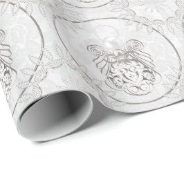 Silbergrauer Filigree Weihnachtsgel des Friedens Geschenkpapier