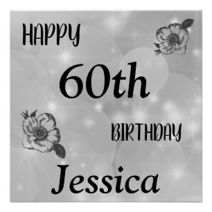 Silbergrauer Funkel Happy 60. Geburtstag Poster