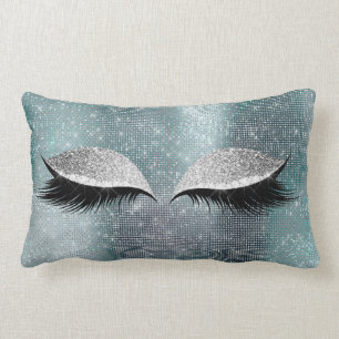 Silbergrauer Glitzer Schwarz Glam-Make-up Aquamari Lendenkissen