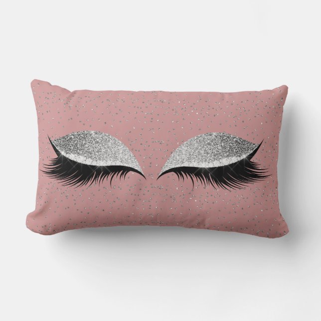 Silbergrauer Glitzer Schwarzes Glam Auffüllen Pink Lendenkissen (Vorderseite)