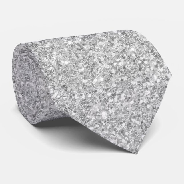 Silbergrauer Glitzer und Glitzern Krawatte (Gerollt)