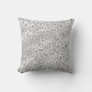 Silbergrauer Leoparden Druck Modern Tierisch Elega Kissen