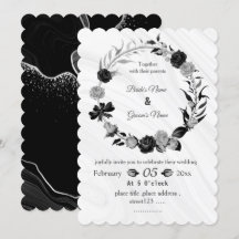silbergrauer und schwarzer floraler Kranz Hochzeit