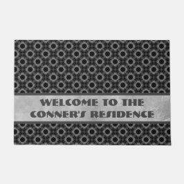 Silbergraues Blume-Muster Fußmatte