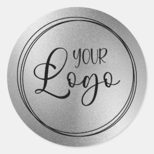 Silbergraues Folien-Look-Logo Runder Aufkleber