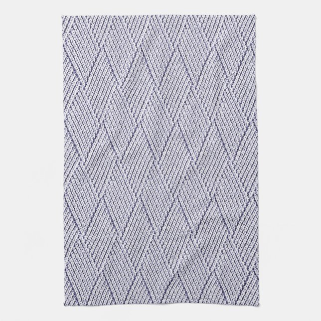Silbergraues Kunst-Diamant-Strickmuster Geschirrtuch (Vertikal)