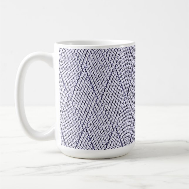 Silbergraues Kunst-Diamant-Strickmuster Kaffeetasse (Links)