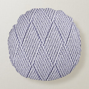 Silbergraues Kunst-Diamant-Strickmuster Rundes Kissen