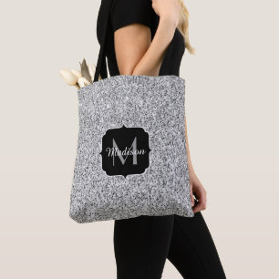 Silbergraues Licht Glitter Funkeln Monogramm Tasche