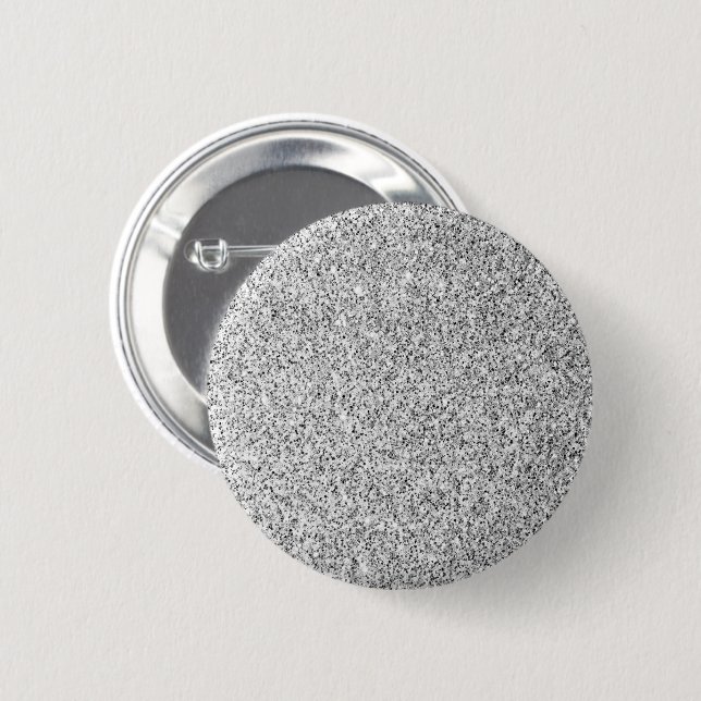 Silbergraues Lichtglitzer funkelt Button (Vorne & Hinten)