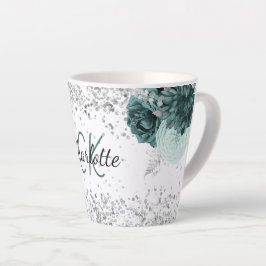 Silbergrüne Blüten eleganter Monogrammname Milchtasse