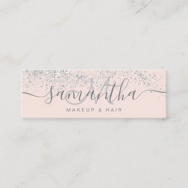 Silberhaar Glitzer Pastellrosa Mini Visitenkarte (Vorderseite)