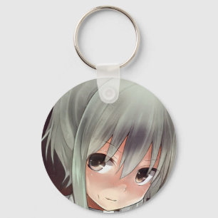 Silberhaariges Anime-Mädchen in Schattenkitschigen Schlüsselanhänger