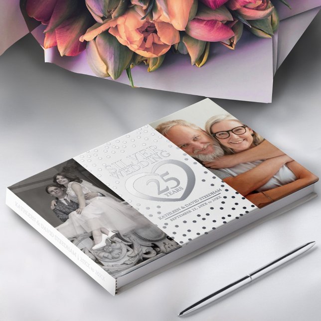 Silberherz 25. Hochzeitstag Fotos blau Gästebuch (Von Creator hochgeladen)