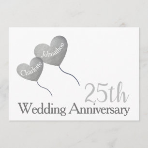 Silberherz-Ballon zum 25. Hochzeitstag Einladung