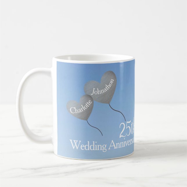 Silberherz-Ballon zum 25. Hochzeitstag Kaffeetasse (Links)