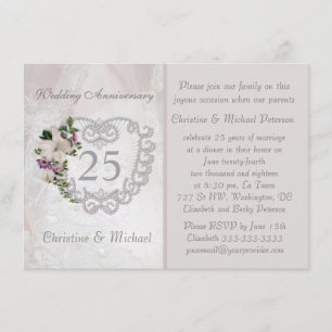 Silberherz und Lilie 25. Hochzeitstag Einladung