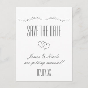 Silberherzen & Glanz Hochzeit Save-Datum Postkarte
