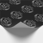 Silberhochzeit 25 Jahre Geschenkpapier<br><div class="desc">Ein Design, um 25 Jahre Ehe zu feiern. Dieses Design hat ein silberfarbenes (graues) Lorbeerdesign auf einem schwarzen Hintergrund. Silber ist das traditionelle Geschenk für diesen Anlass. Der Text lautet Silver 25 Jahre Jubiläum. Ein romantisches Design, um Ihr 25. Jahr der Ehe zu feiern. Wenn Sie Hilfe bei der Anpassung...</div>