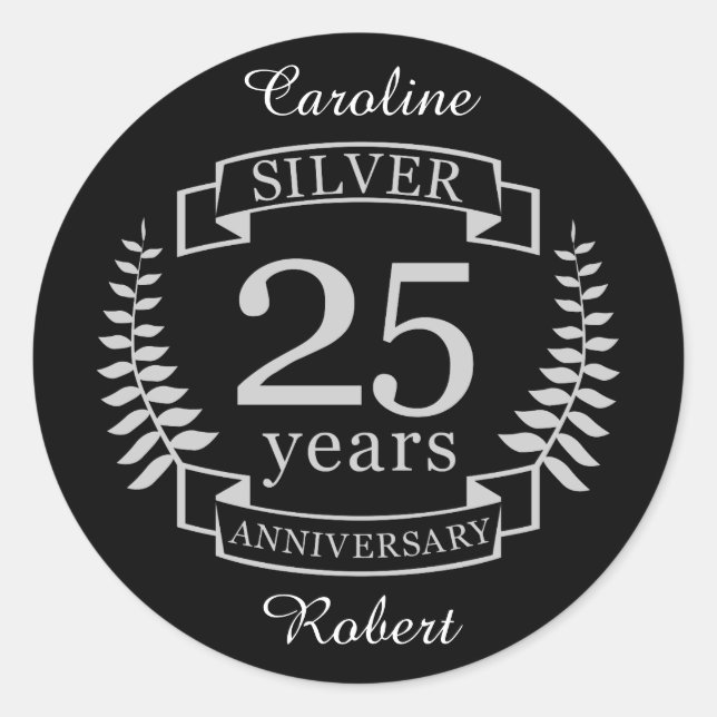 Silberhochzeit 25 Jahre Runder Aufkleber (Vorderseite)