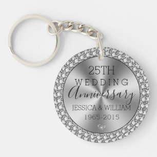Silberhochzeit in Silber und Glitzern Schlüsselanhänger