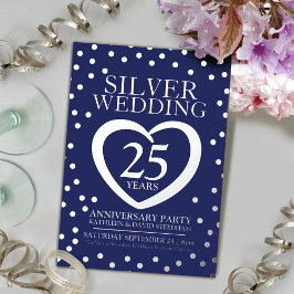 Silberhochzeit Jubiläum 25. Party Marine Silber Folieneinladung