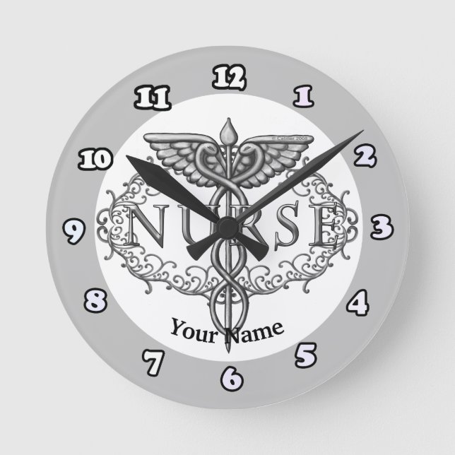Silberkadukusschwester Runde Wanduhr (Vorderseite)