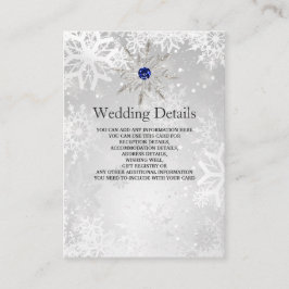 Silberkönigsblaue Schneeflocken Hochzeitsdetails K Begleitkarte