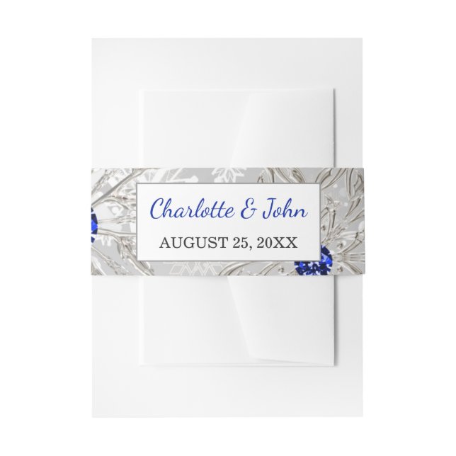 Silberkönigsblaue Schneeflocken Winter Hochzeit Einladungsbanderole (Vorderseite Beispiel)