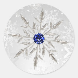Silberkönigsblaue Schneeflocken Winterhochzeit Runder Aufkleber