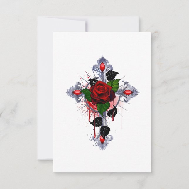 Silberkreuz mit Rote Rose (Vorderseite)