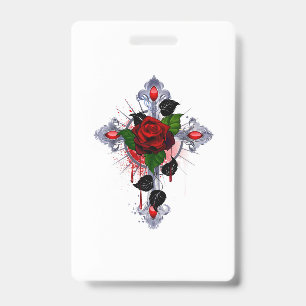Silberkreuz mit Rote Rose Ausweis