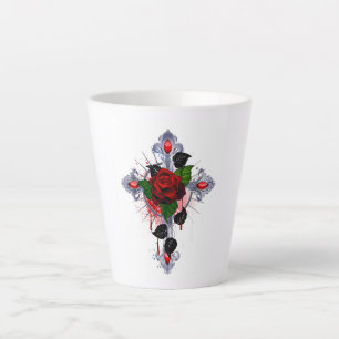 Silberkreuz mit Rote Rose Milchtasse