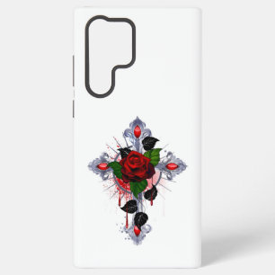 Silberkreuz mit Rote Rose Samsung Galaxy Hülle